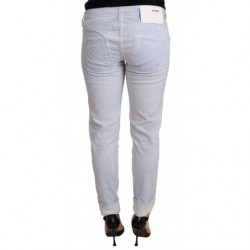 Jeans da donna skinny denim orlo piegato cotone azzurro - W26