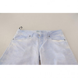 Jeans da donna skinny denim orlo piegato cotone azzurro - W26