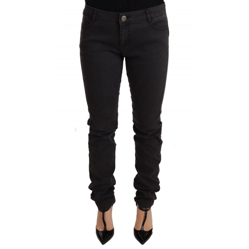 Jeans denim da donna vita media skinny elasticizzati cotone nero - W29