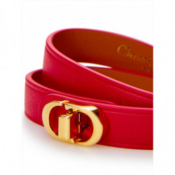 Bracciale CD a doppia fascia in pelle rossa - L