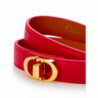 Bracciale CD a doppia fascia in pelle rossa - L
