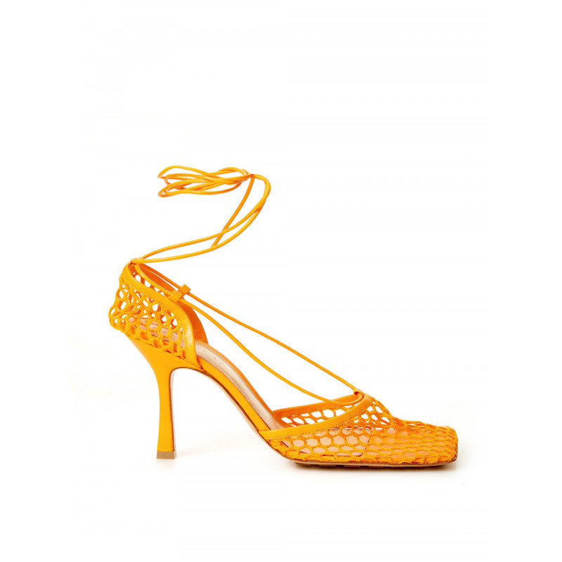 Décolleté con finiture in pelle elasticizzata arancione - EU39/US9