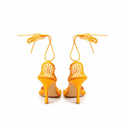 Décolleté con finiture in pelle elasticizzata arancione - EU39/US9