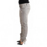 Jeans denim da donna cotone strappato slim fit orlo piegato grigio