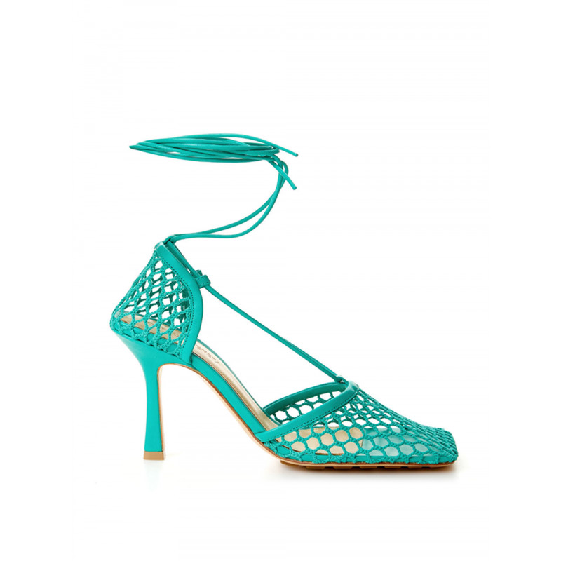 Décolleté con finiture in pelle elasticizzata verde - EU37/US7