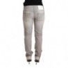 Jeans denim da donna cotone strappato slim fit orlo piegato grigio