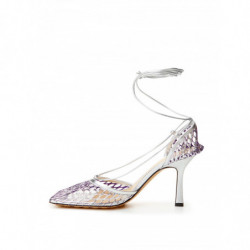 Décolleté finiture pelle elasticizzata grigio argento - EU37.5/US7.5