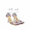 Décolleté finiture pelle elasticizzata grigio argento - EU37.5/US7.5