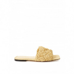 Mules in Rafia Beige con...