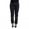 Jeans pantaloni denim da donna orlo piegato slim fit cotone blu scu