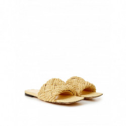 Mules in Rafia Beige con Intreccio - EU37/US7