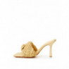 Sandalo sabot con tacco in rafia beige con intreccio - EU37/US7