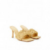 Sandalo sabot con tacco in rafia beige con intreccio - EU38/US8
