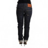 Jeans pantaloni denim da donna orlo piegato slim fit cotone blu scu