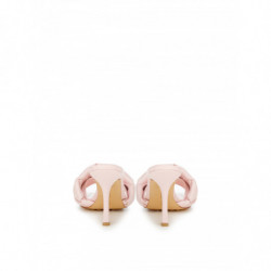 Sandalo Sabot Con Tacco In Pelle Rosa Chiaro Con Intreccio - EU40/US10