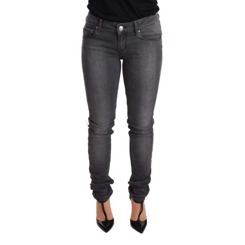 Jeans da donna denim vita bassa slim fit cotone lavato grigio - W26