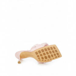 Sandalo Sabot Con Tacco In Pelle Rosa Chiaro Con Intreccio - EU40/US10