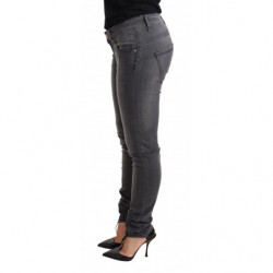 Jeans da donna denim vita bassa slim fit cotone lavato grigio - W26