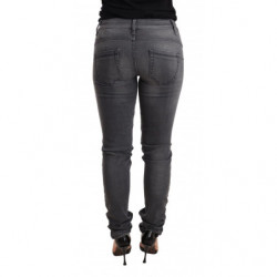 Jeans da donna denim vita bassa slim fit cotone lavato grigio - W26