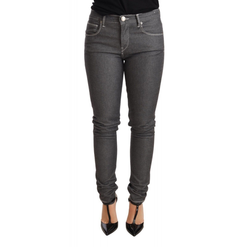 Jeans pantaloni skinny in denim grigio a vita bassa - W26