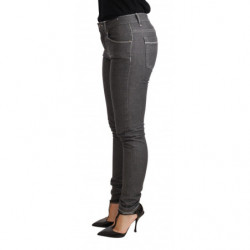 Jeans pantaloni skinny in denim grigio a vita bassa - W26