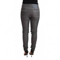 Jeans pantaloni skinny in denim grigio a vita bassa - W26