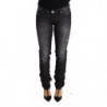 Jeans skinny in denim a vita bassa in cotone lavato nero - W26