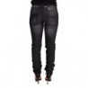 Jeans skinny in denim a vita bassa in cotone lavato nero - W26