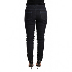 Jeans da donna in denim slim fit a vita bassa in cotone blu - W26