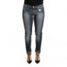 Jeans pantaloni da donna denim skinny vita bassa cotone lavato blu