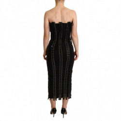 Abito aderente con lacci senza maniche in cady nero - IT38-XS
