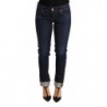 Jeans pantaloni da donna denim skinny vita bassa cotone lavato blu