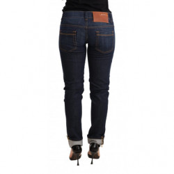 Jeans pantaloni da donna denim skinny vita bassa cotone lavato blu