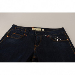 Jeans pantaloni da donna denim skinny vita bassa cotone lavato blu