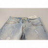 Jeans pantaloni denim orlo piegato cotone invecchiato azzurro - W26