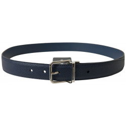 Cintura fibbia metallo argentato pelle blu - 95 CM / 38 INCHES