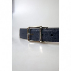 Cintura fibbia metallo argentato pelle blu - 95 CM / 38 INCHES