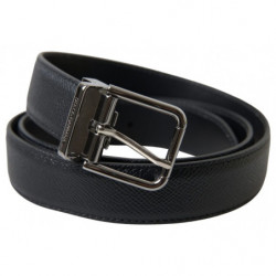 Cintura da donna pelle nera fibbia metallo argentato - 90 CM / 36 I