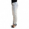 Jeans pantaloni denim orlo piegato cotone invecchiato azzurro - W26