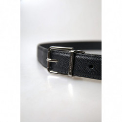 Cintura da donna pelle nera fibbia metallo argentato - 90 CM / 36 I