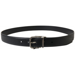 Cintura fibbia metallo argentato pelle nera - 85 CM / 34 INCHES