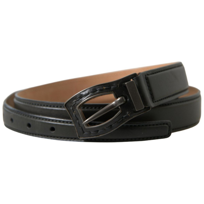 Cintura in pelle nera con fibbia in metallo - 90 CM / 36 INCHES