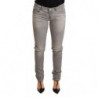 Pantaloni jeans da donna denim slim fit cotone lavato grigio chiaro