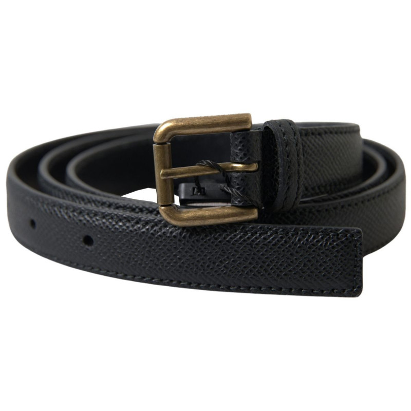 Cintura da uomo pelle nera fibbia metallo dorato - 100 CM / 40 INCHES
