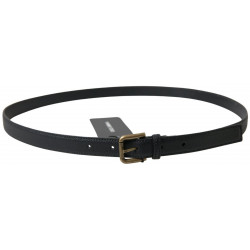 Cintura da uomo pelle nera fibbia metallo dorato - 100 CM / 40 INCHES