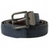Cintura fibbia metallo traforato pelle blu - 105 CM / 42 INCHES