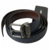 Cintura fibbia metallo traforato pelle blu - 105 CM / 42 INCHES