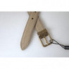 Cintura da uomo pelle beige fibbia metallo dorato - 95 CM / 38 INCHES