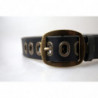 Cintura da uomo pelle nera fibbia metallo dorato - 85 CM / 34 INCHES
