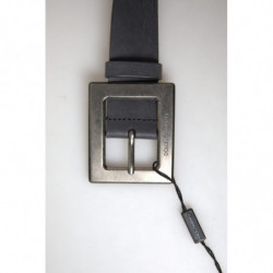 Cintura fibbia quadrata DGFAMLY pelle nera - 100 CM / 40 INCHES